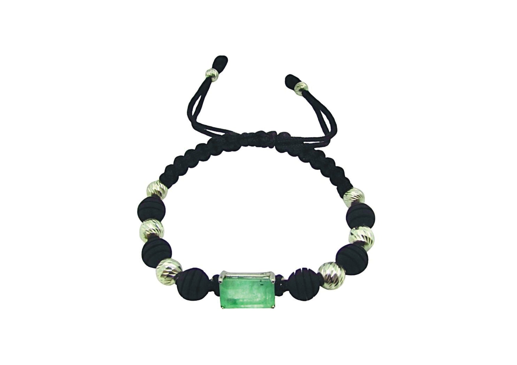 Pulsera Esencial Negra con Esmeralda Natural - Esmeral Joyas