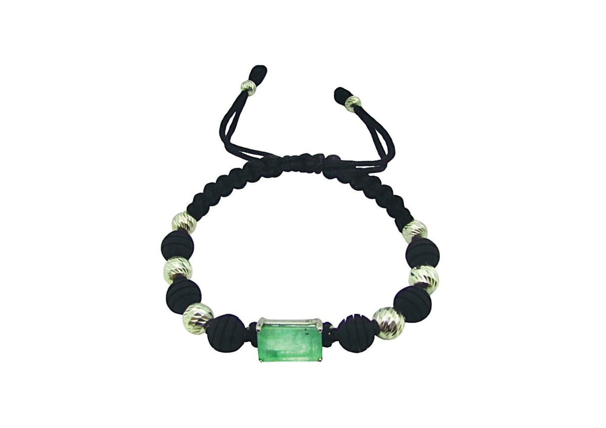 Pulsera Esencial Negra con Esmeralda Natural - Esmeral Joyas